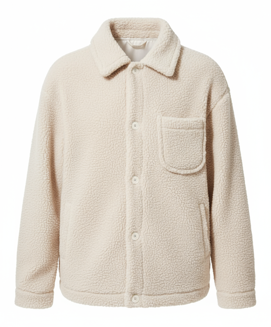 Men's Full Size Button Up Drop Shoulder Sherpa Jacket Plus Size