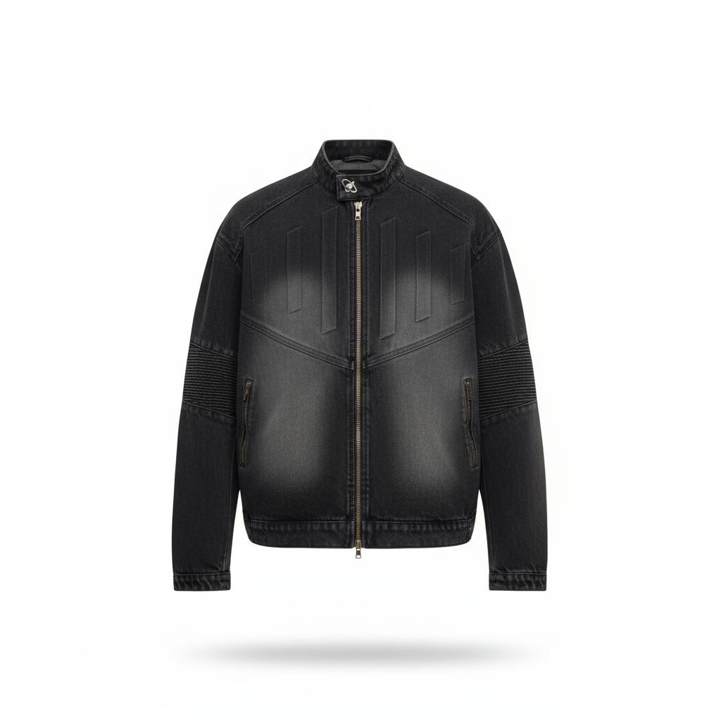 Men's Zip Up Long Sleeve Denim Jacket