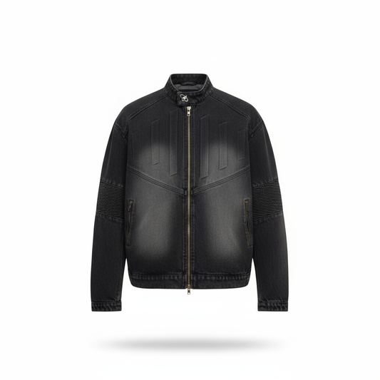 Men's Zip Up Long Sleeve Denim Jacket