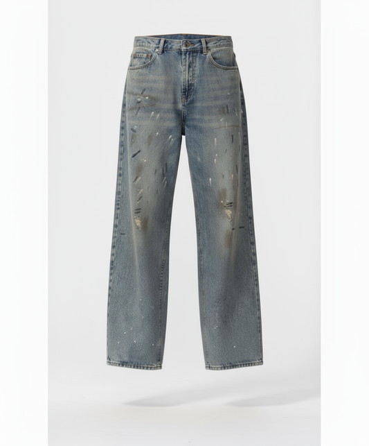 Men's Wide Leg Washed Jeans