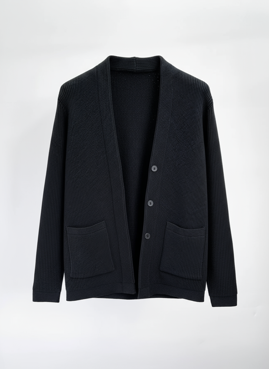 Men's Plus Size Button-Up Long Sleeve Cardigan