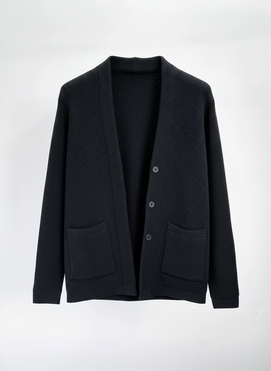Men's Plus Size Button-Up Long Sleeve Cardigan